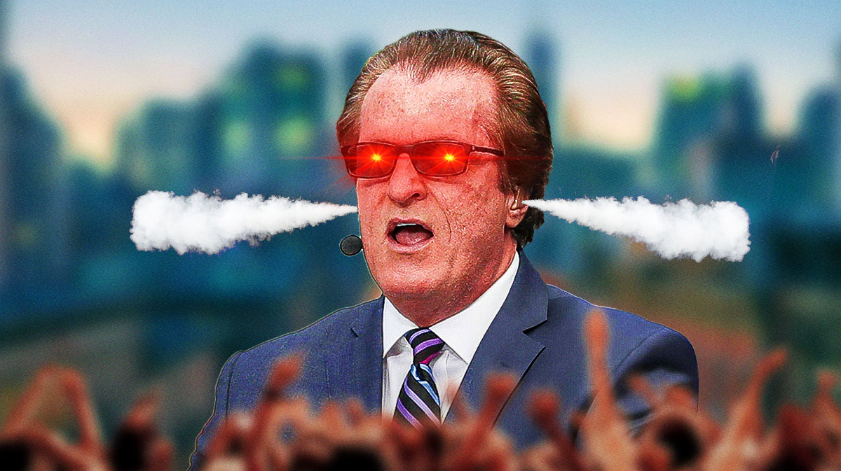 Mel Kiper Jr. talking and Louis Riddick with steam coming out of his ears and glowing red eyes to indicate that Riddick is upset with Kiper's suggestion about two-high safeties and NFL defense as Richard Sherman also weighed in.