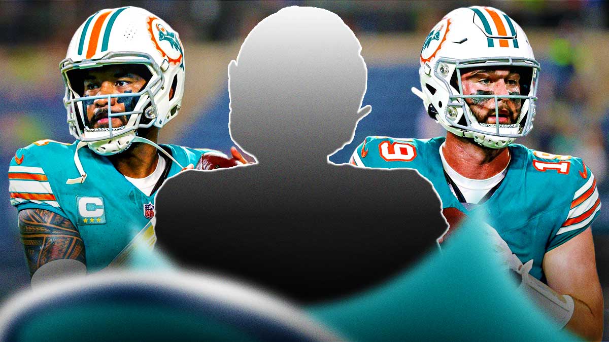 Miami Dolphins quarterbacks Tua Tagovailoa and Skylar Thompson