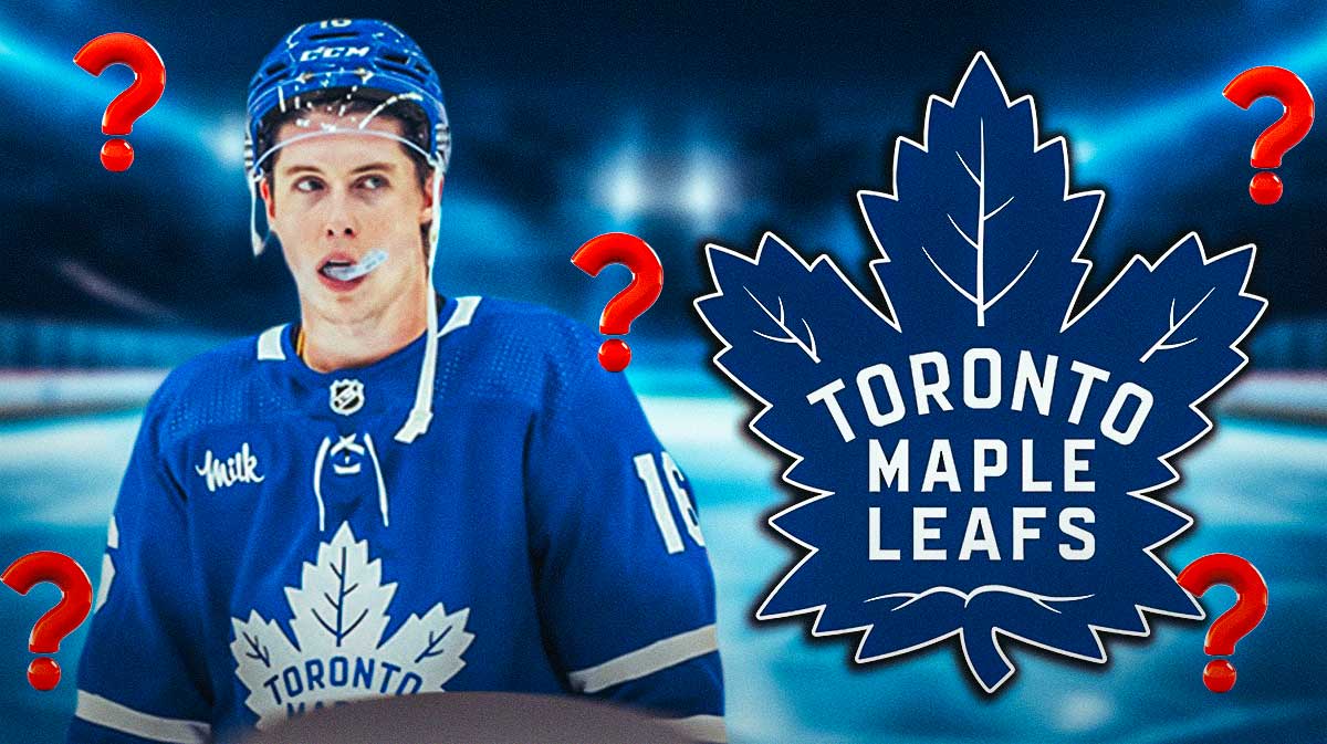 Mitch Marner and Maple Leafs logo. All surrounded by question mark emojis