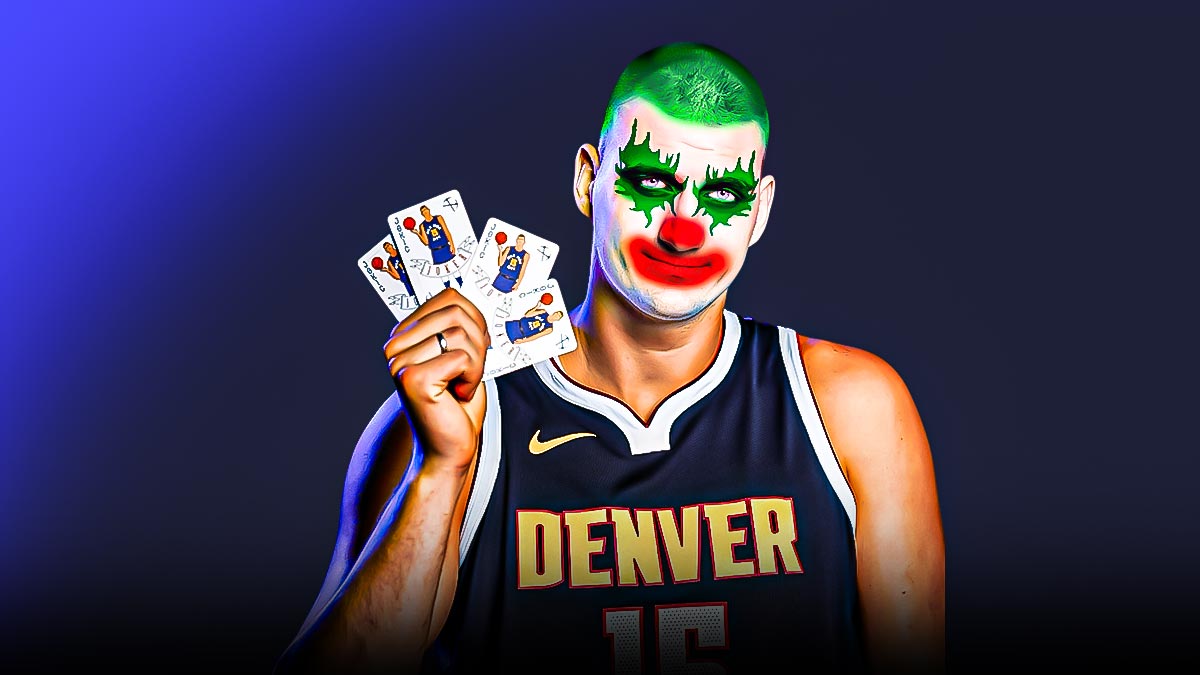 Nuggets' Nikola Jokic as the Joker, smiling