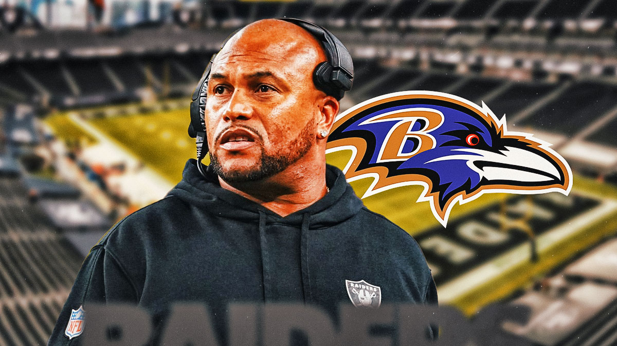 Raiders HC Antonio Pierce, Ravens, M&T Bank Stadium in back