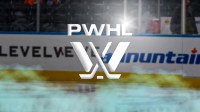 The PWHL/Professional Women's Hockey League logo on a a hockey rink