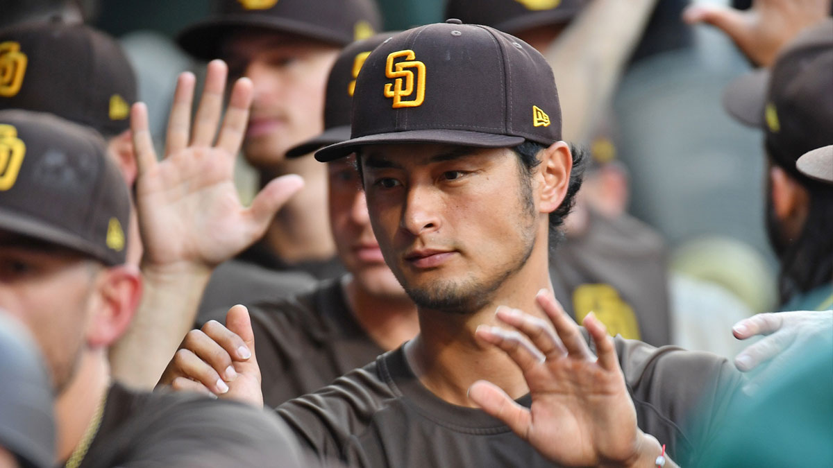 San Diego Padres starting pitcher Yu Darvish against the Philadelphia Phillies at Citizens Bank 