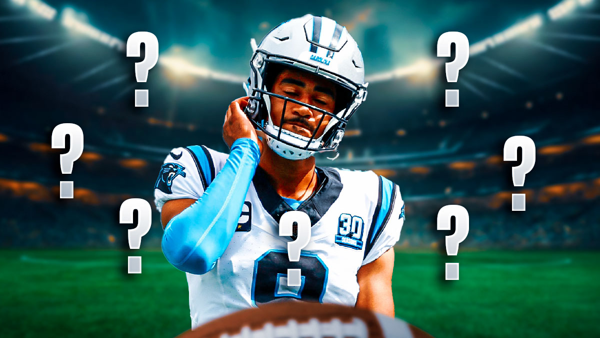 Bryce Young with question marks around him.