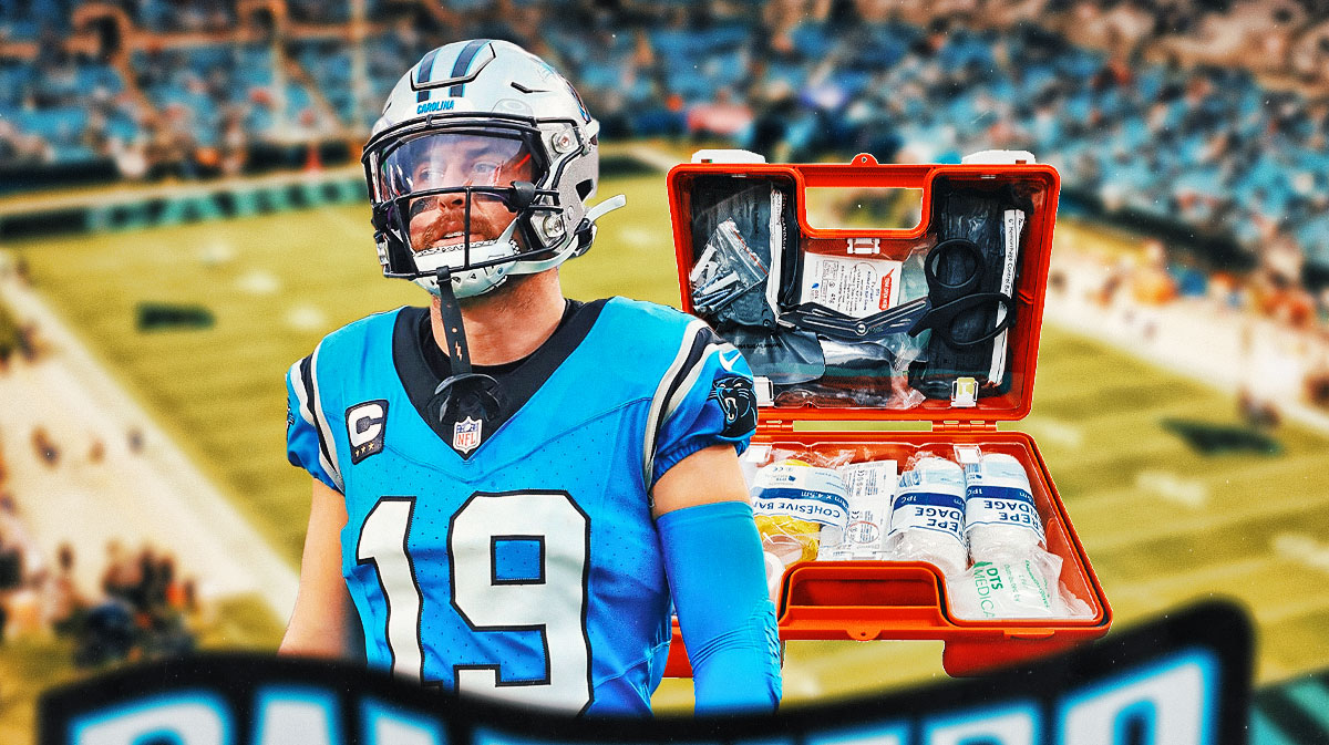 Adam Thielen with a first aid kit