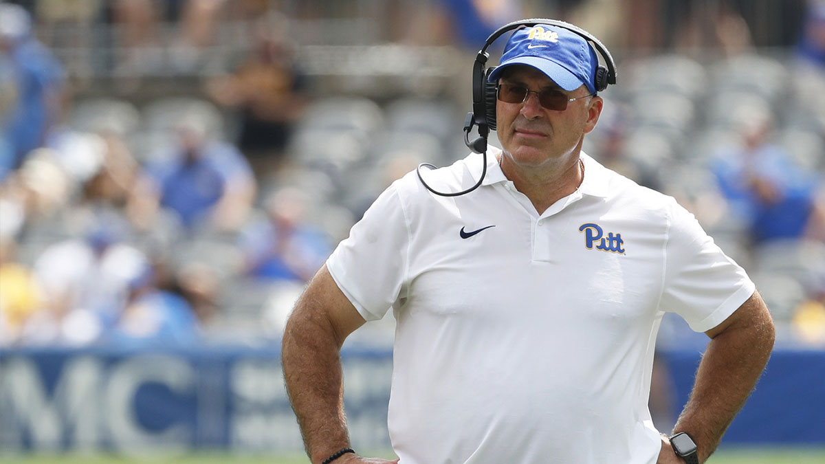 Pittsburgh Panthers head coach Pat Narduzzi looks on against the Kent State Golden Flashes during the second quarter at Acrisure Stadium.