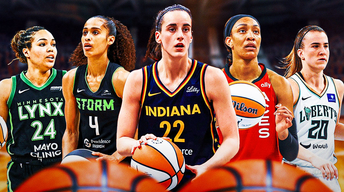 WNBA Indiana Fever player Caitlin Clark, WNBA Las Vegas Aces player A'ja Wilson, WNBA New York Liberty player Sabrina Ionescu, WNBA Seattle Storm player Skylar Diggins-Smith, Minnesota Lynx player Napheesa Collier
