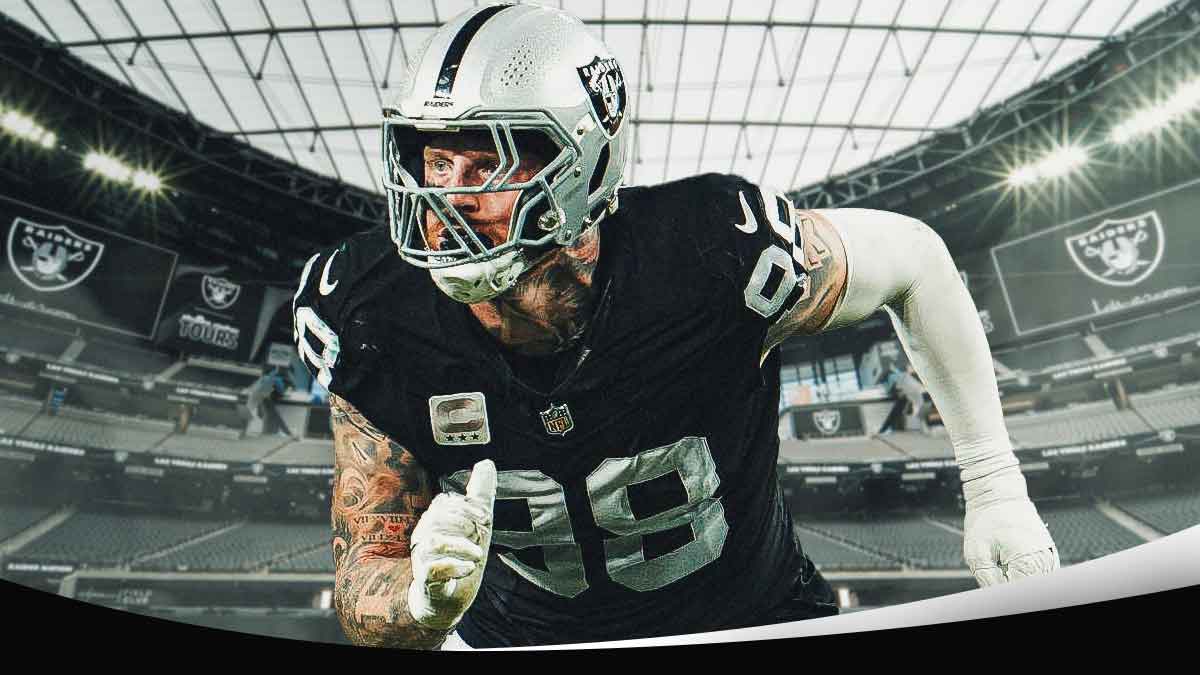Maxx Crosby in a Las Vegas Raiders uniform rushing the passer as Crosby could miss Week Four with an injury as the raiders and gardner minshew look to rebound from a bad loss to carolina.