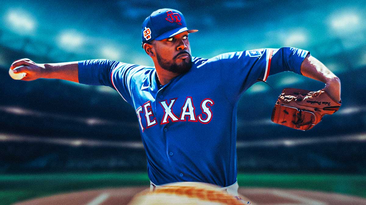 Kumar Rocker pitching in a Texas Rangers uniform as Rocker will make his MLB debut with the Rangers and join jack leiter in rangers rotation.