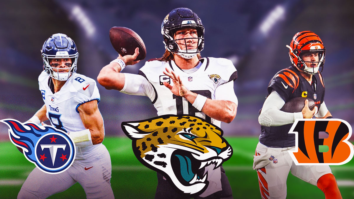 Titans (Will Levis next to it), Jaguars (Trevor Lawrence next to it), Bengals (Joe Burrow next to it)