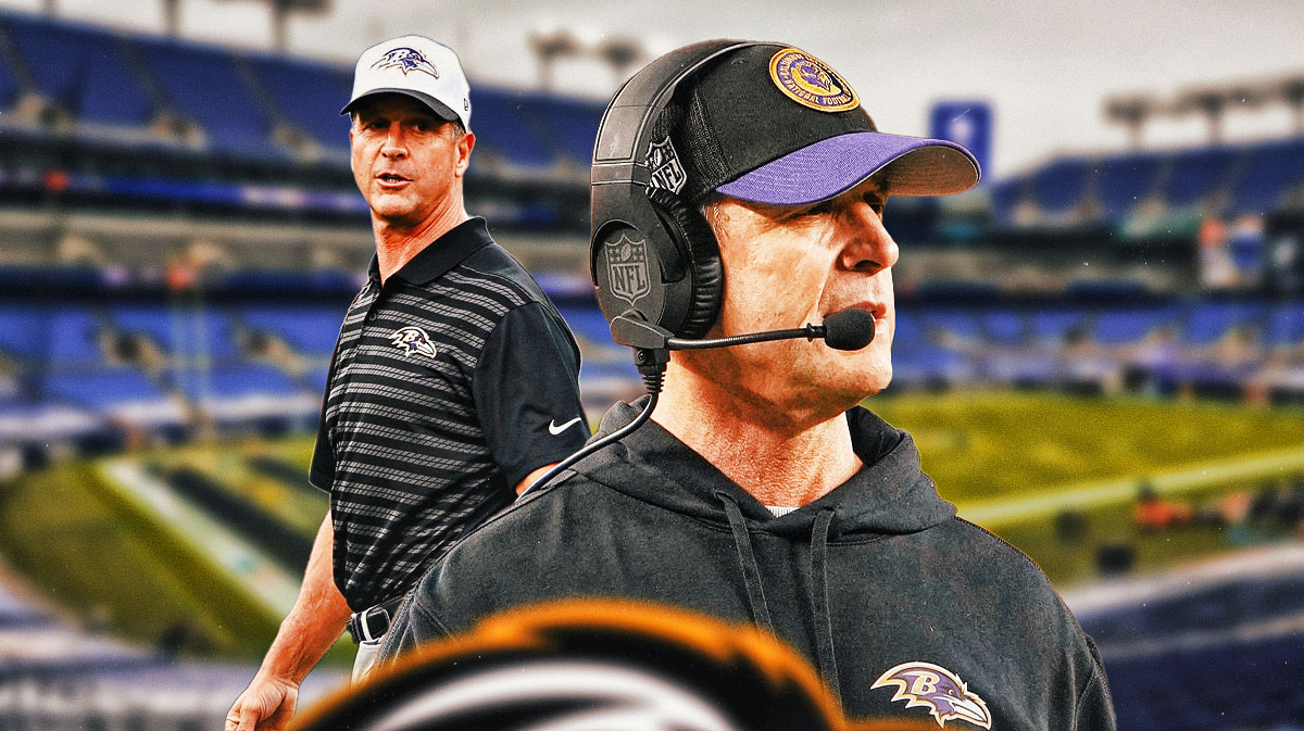 John Harbaugh in Ravens coaching gear.