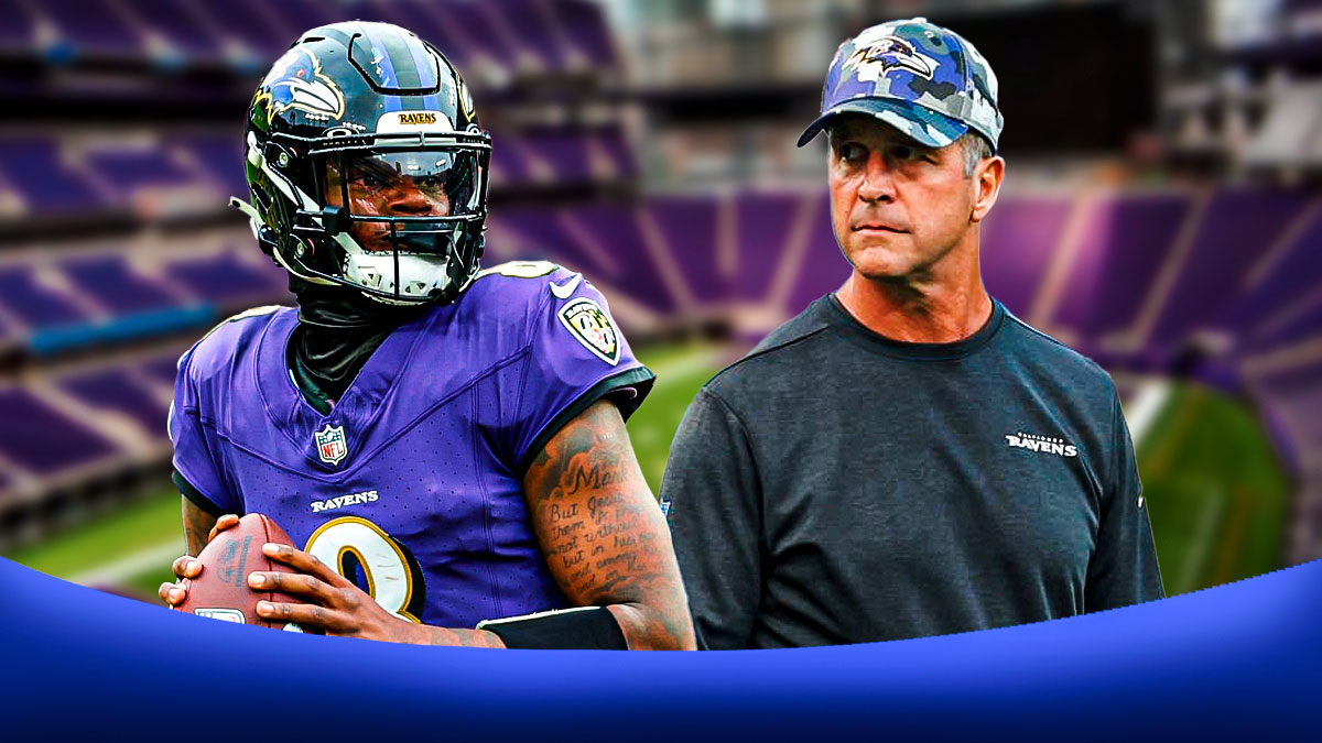 Ravens QB Lamar Jackson and Head Coach John Harbaugh