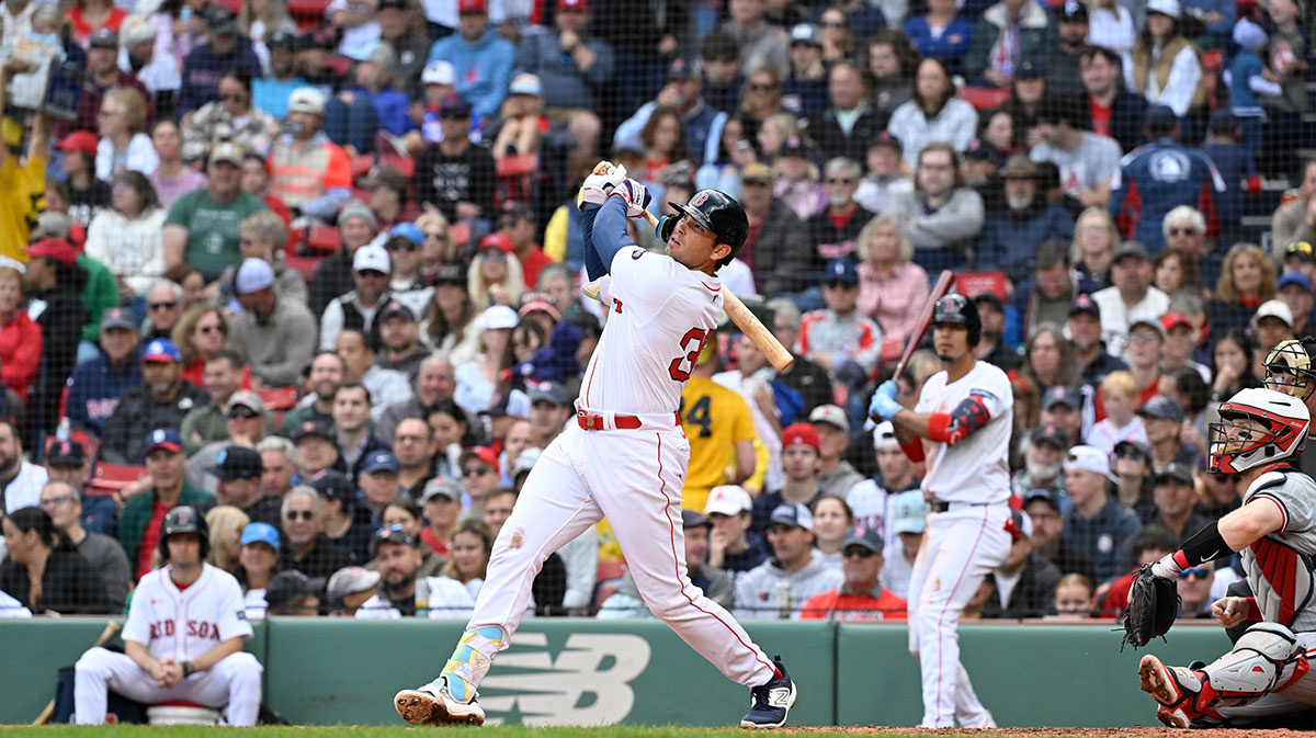 Boston Red Sox first baseman Triston Casas (36) hits a home run against the Minnesota Twins during the fifth inning at Fenway Park.