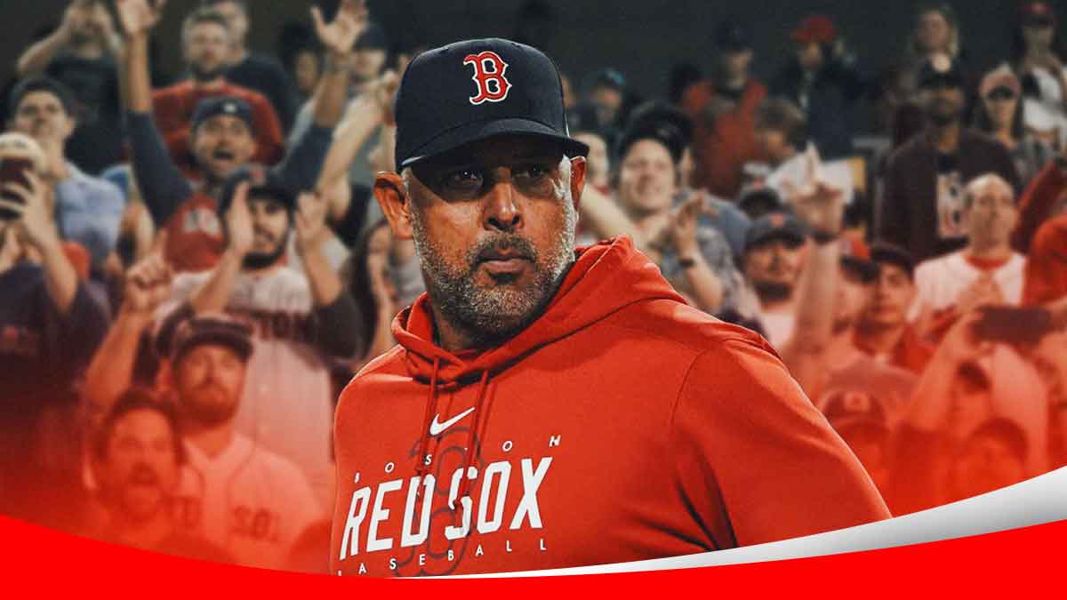 Red Sox fans scream at a sad-looking Alex Cora