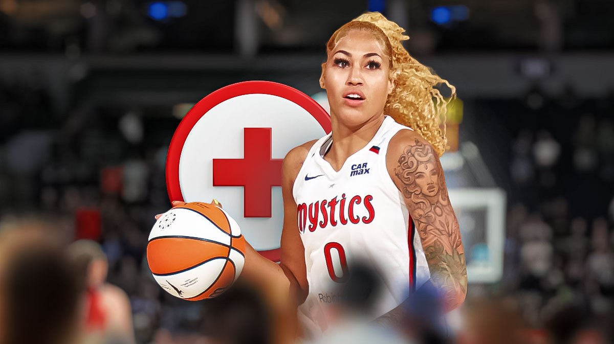 WNBA Washington Mystics player Shakira Washington, with the injury symbol