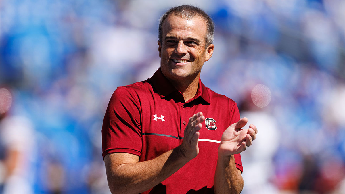 South Carolina Gamecocks head coach Shane Beamer claps during warm-ups before the game against the Kentucky Wildcats