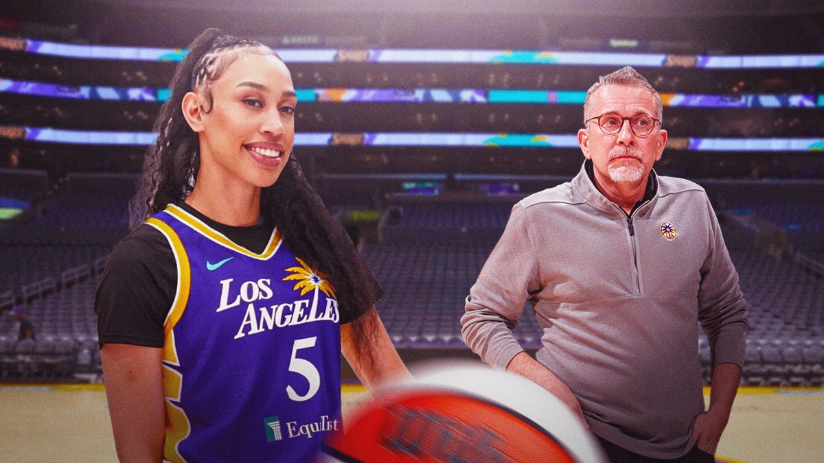 LA Sparks player Dearica Hamby alongside a recent/current image of LA Sparks head coach Curt Miller
