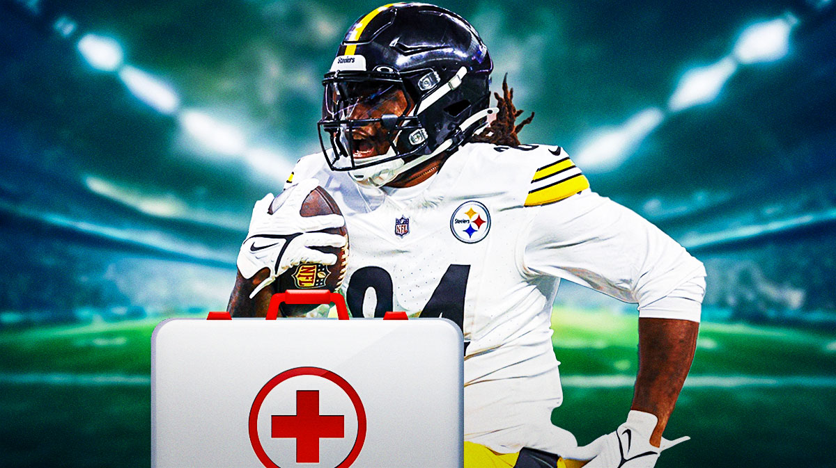 Cordarrelle Patterson in Steelers uniform with medical Red Cross symbol