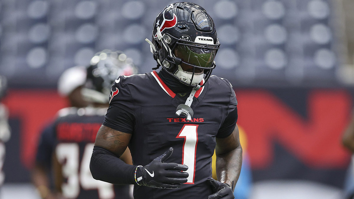 Houston Texans wide receiver Stefon Diggs (1) before the game against the New York Giants at NRG Stadium.