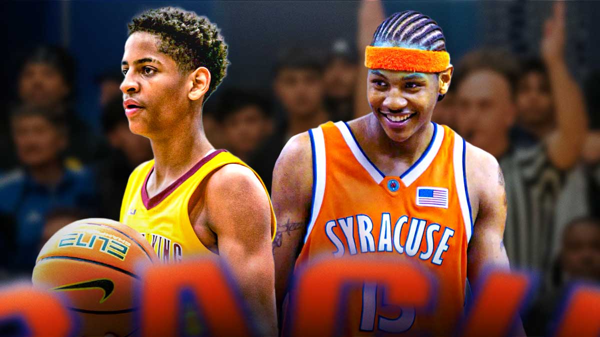 Carmelo Anthony during his playing days at Syracuse, and his son, Kiyan Anthony