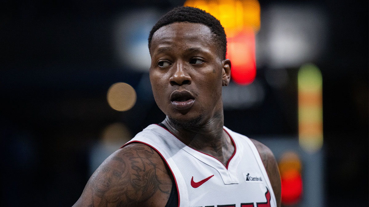 Miami Heat guard Terry Rozier (2) in the first half against the Indiana Pacers at Gainbridge Fieldhouse. 