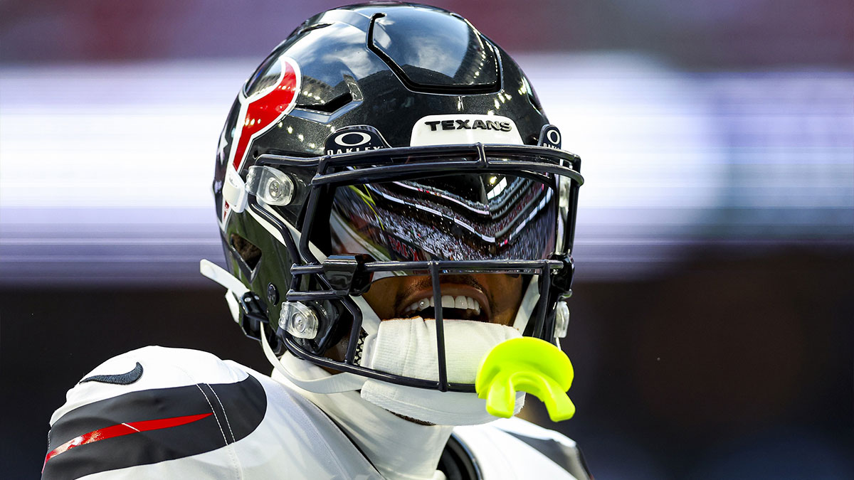 Houston Texans wide receiver Tank Dell (3) before the game against the Chicago Bears at NRG Stadium.