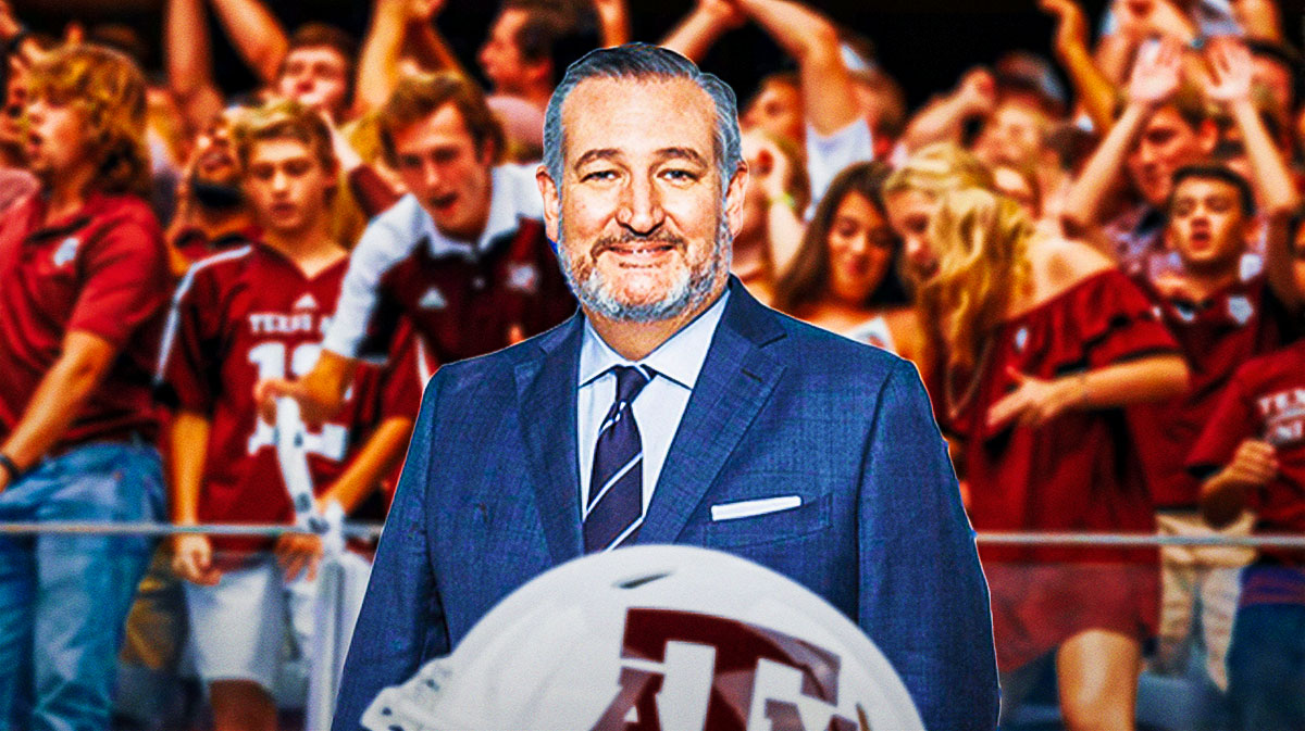 Ted Cruz in front of Texas A&M football fans