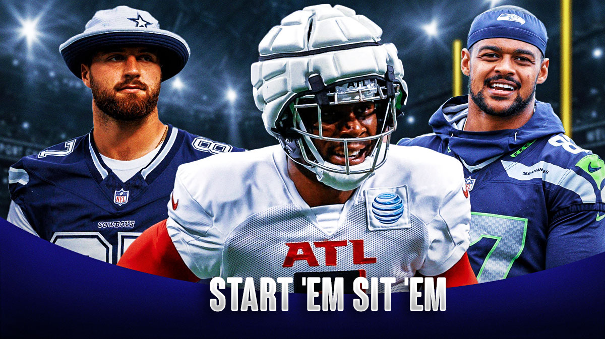 Kyle Pitts, Noah Fant, and Jake Ferguson with "Start 'Em Sit 'Em" written underneath