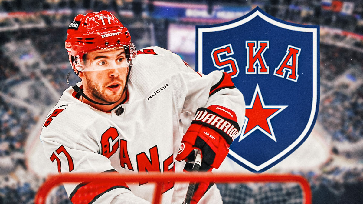 Tony DeAngelo next to SKA St Petersburg logo