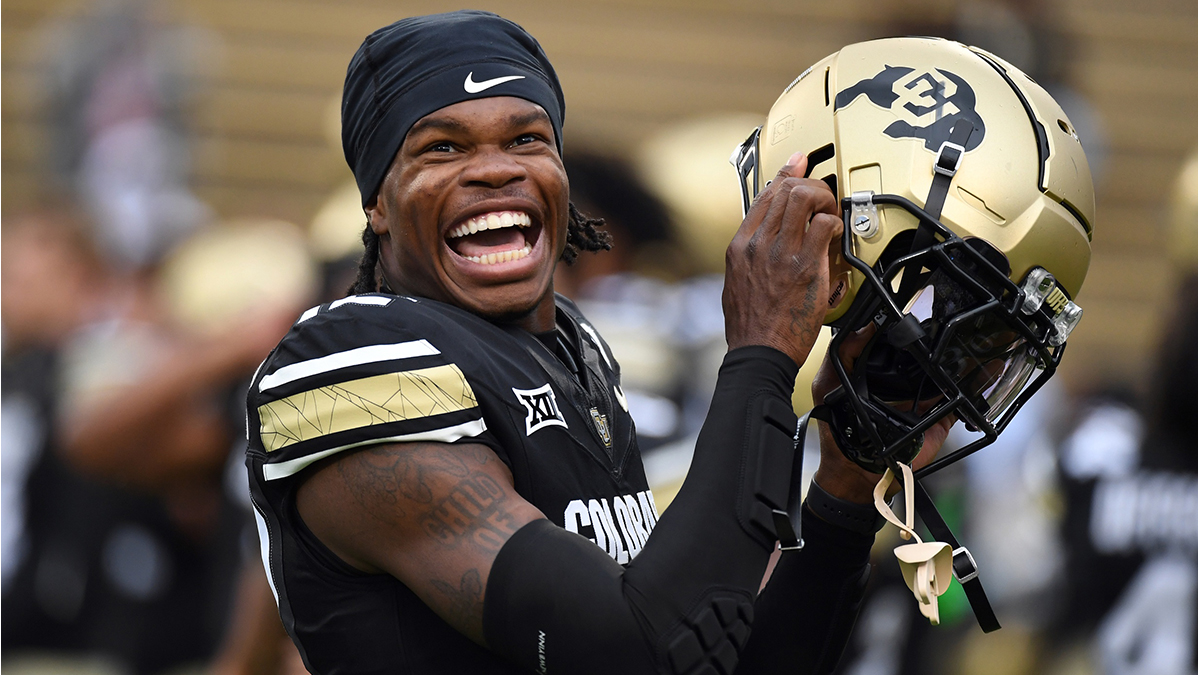 Colorado Buffaloes wide receiver Travis Hunter (12) before the game against the Baylor Bears at Folsom Field.