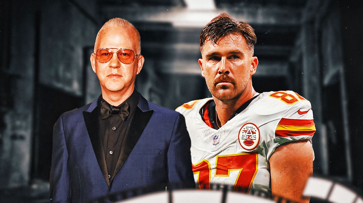 Grotesquerie creator Ryan Murphy with Kansas City Chiefs tight end Travis Kelce, who makes his acting debut in the series.