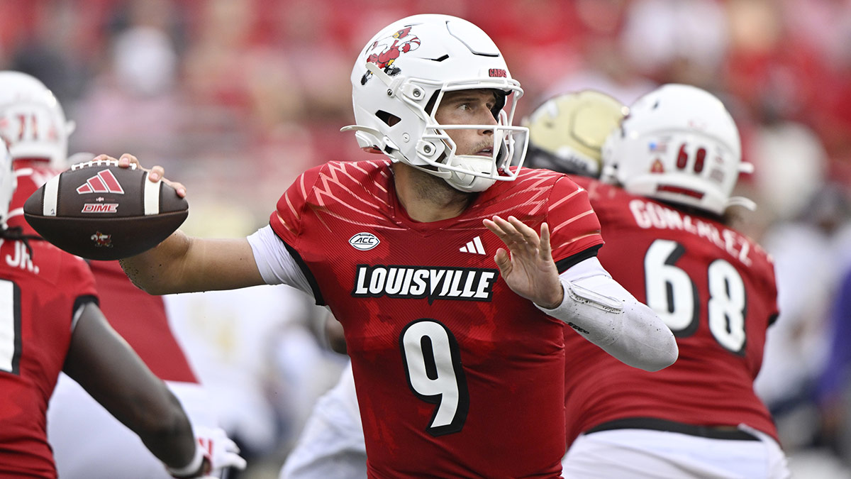 Louisville Cardinals quarterback Tyler Shough (9) looks to pass against the Georgia Tech Yellow Jackets during the second half at L&N Federal Credit Union Stadium. Louisville defeated Georgia Tech 31-19.