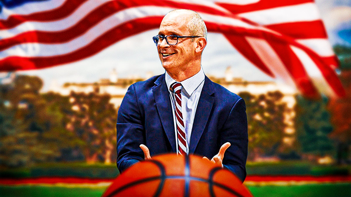 UConn basketball's Dan Hurley in front of White House