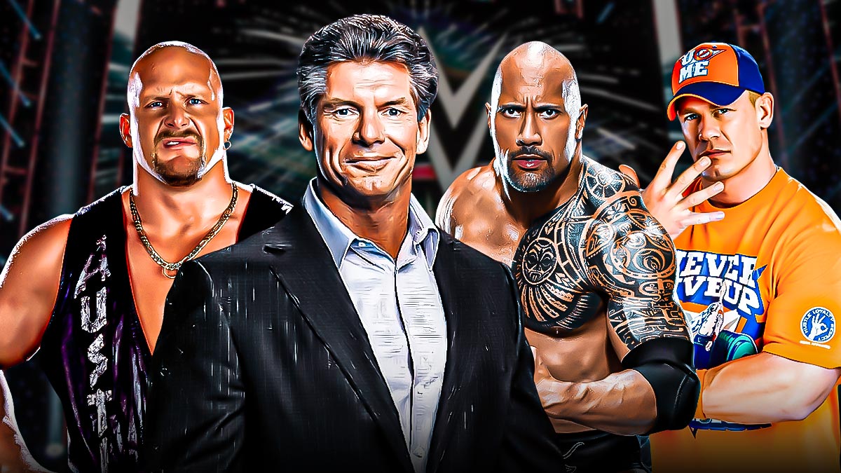 WWE's Vince McMahon, The Rock, Stone Cold Steve Austin and John Cena