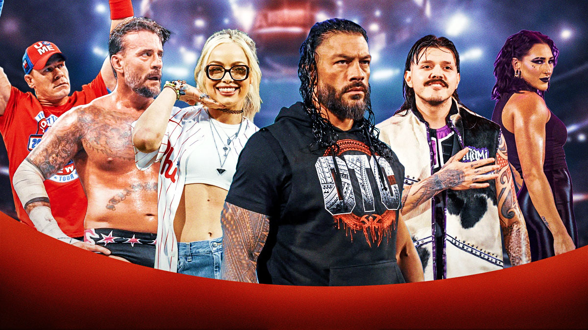 WWE stars John Cena, CM Punk, Liv Morgan, Roman Reigns during his return in the summer, Dominik Mysterio, and Rhea Ripley.