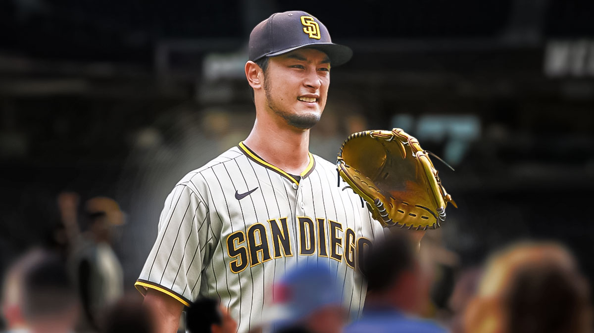 Yu Darvish smiles in Padres jersey
