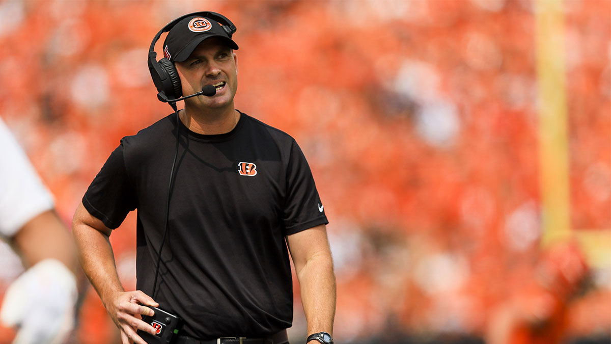 Cincinnati Bengals head coach Zac Taylor during the first half against the New England Patriots at Paycor Stadium