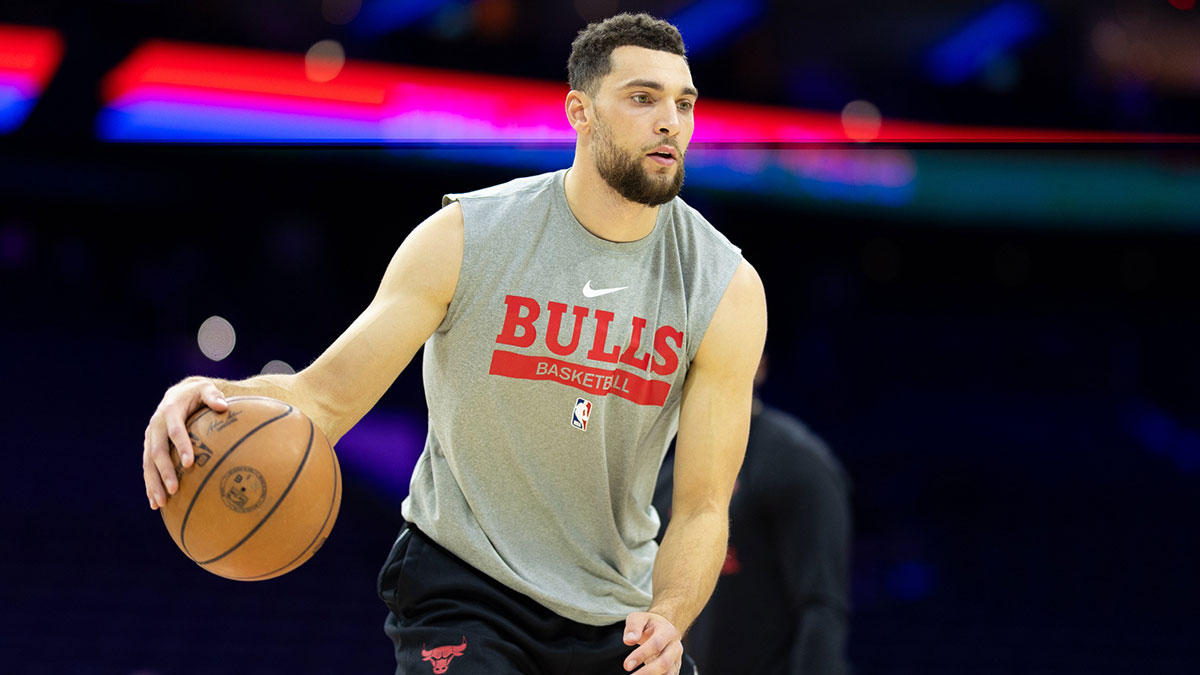 Chicago Bulls guard Zach LaVine before a game against the Philadelphia 76ers at Wells Fargo Center.