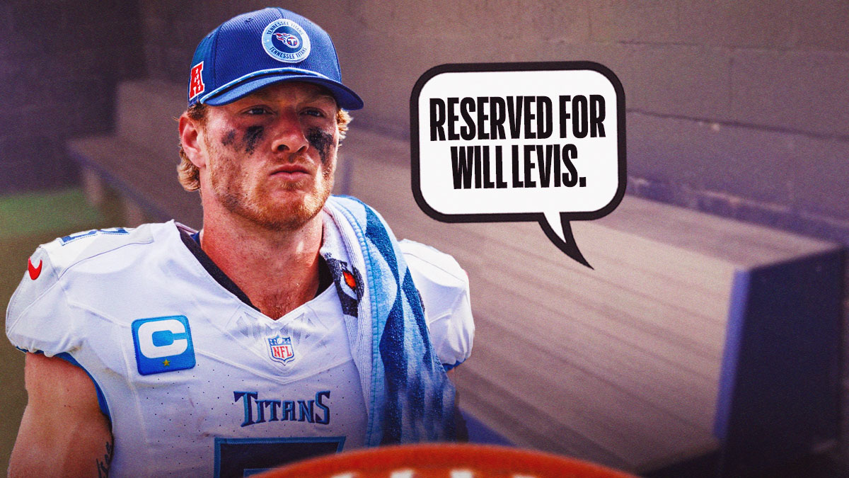 Titans' Will Levis next to bench.