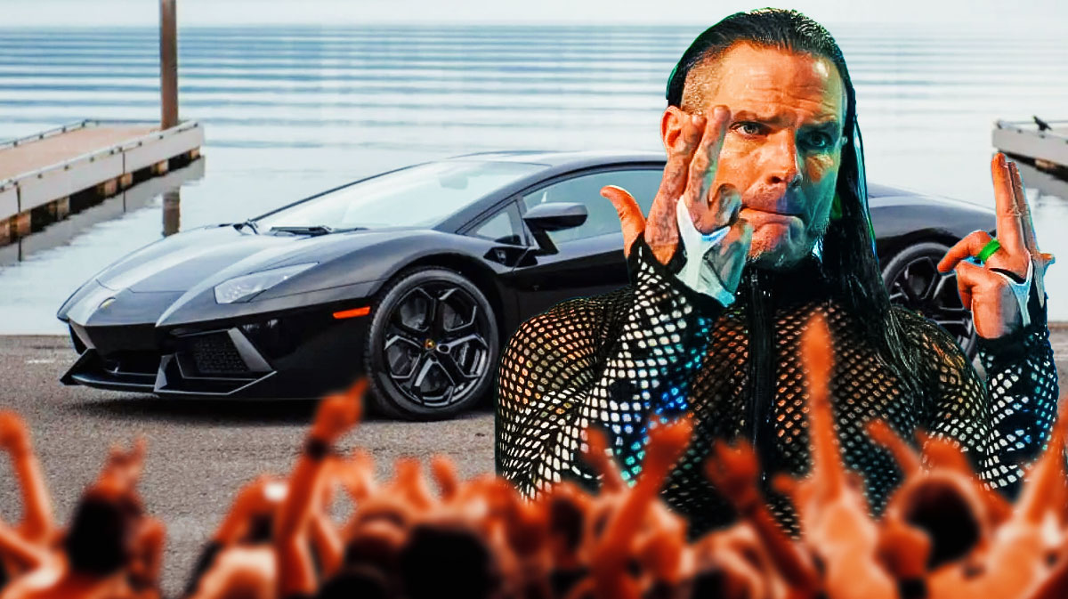 Jeff Hardy in front of a car from his collection.