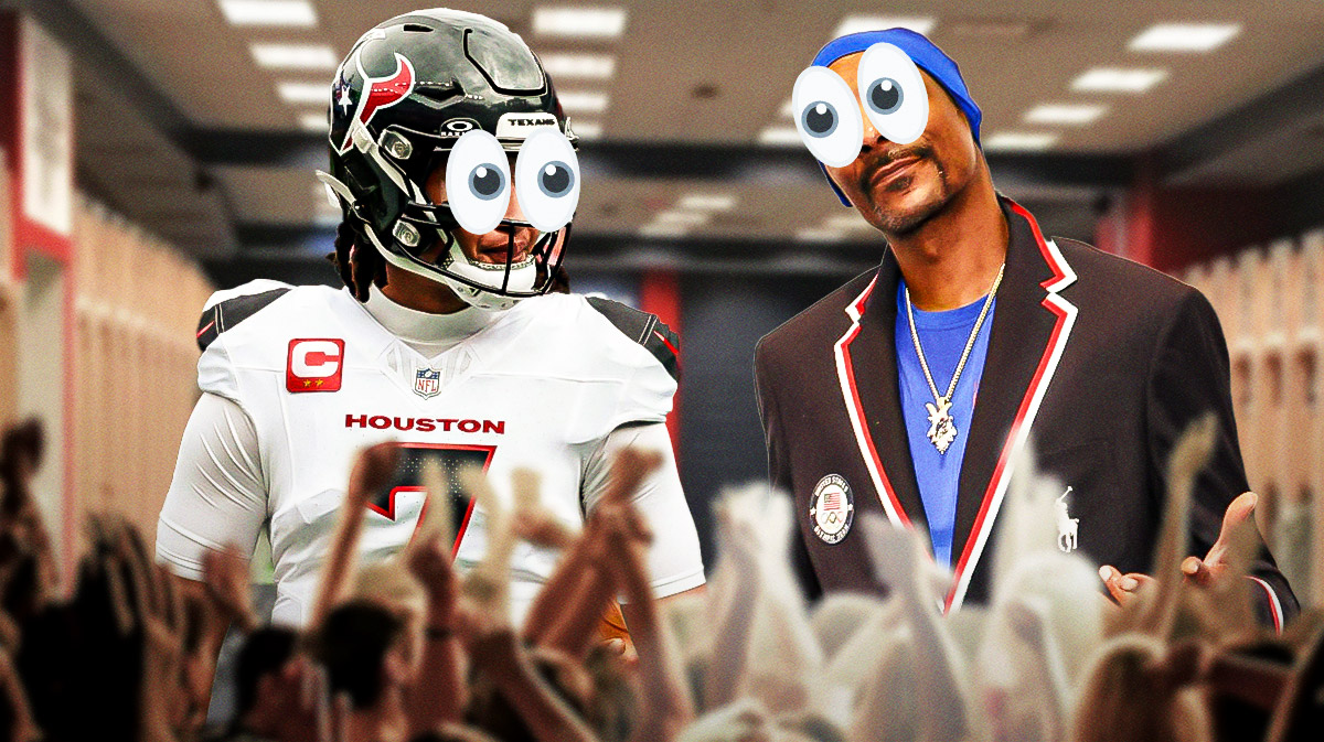 C.J. Stroud and Snoop Dogg both with eye emojis on them.