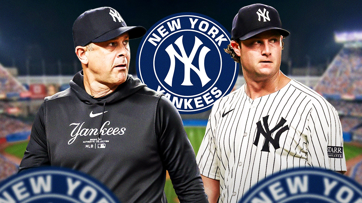 Yankees' Aaron Boone and Gerrit Cole at Yankee Stadium