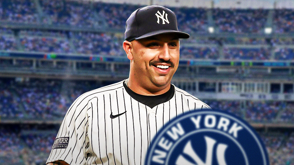 Nestor Cortes smiles in Yankees gear