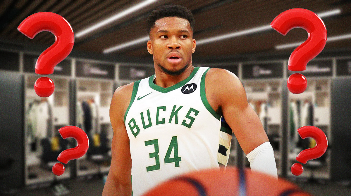 Bucks' Giannis Antetokounmpo with question marks