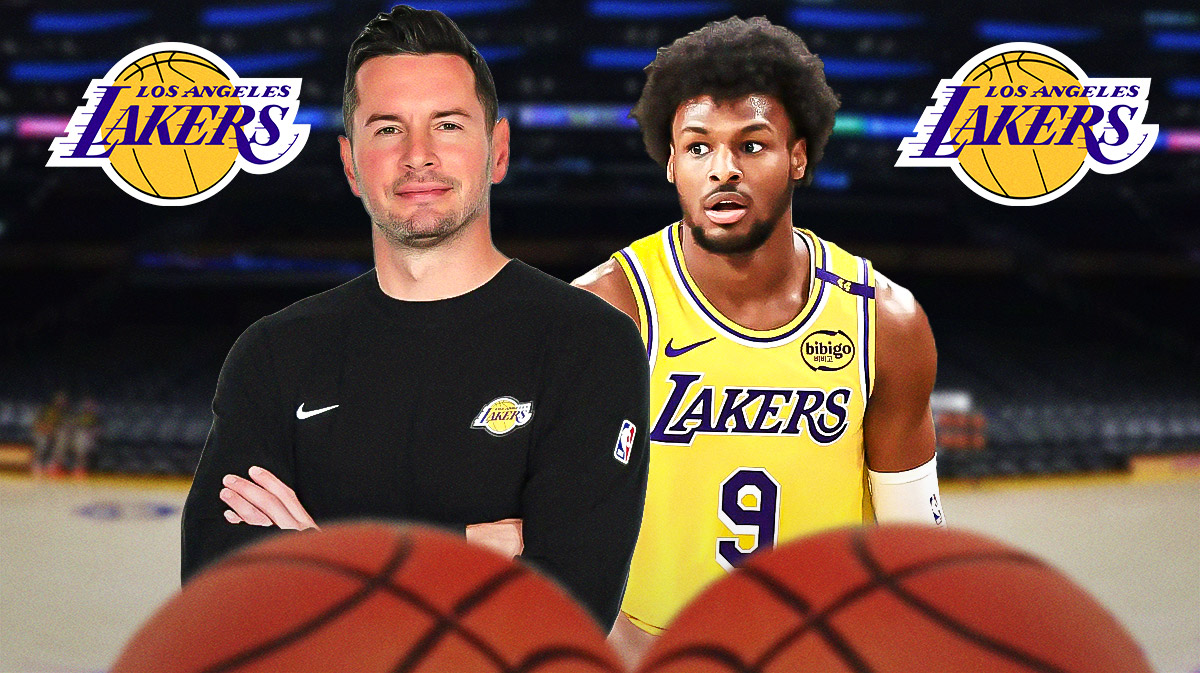 Los Angeles Lakers player JJ Redick and player Bronny James