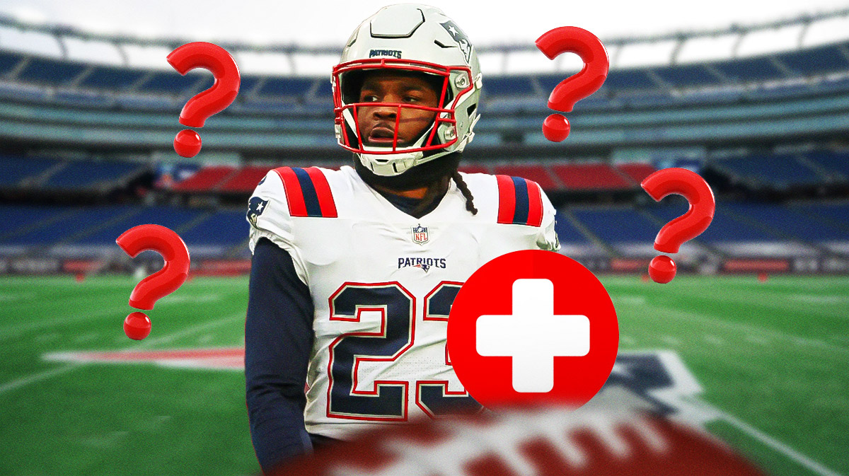 Patriots Kyle Dugger with a medical red cross next to him and question marks all around