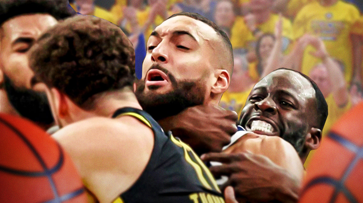 Draymond Green puts a chokehold on Rudy Gobert.