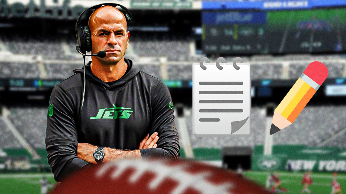 Robert Saleh with a notepad emoji and pencil emoji next to him.