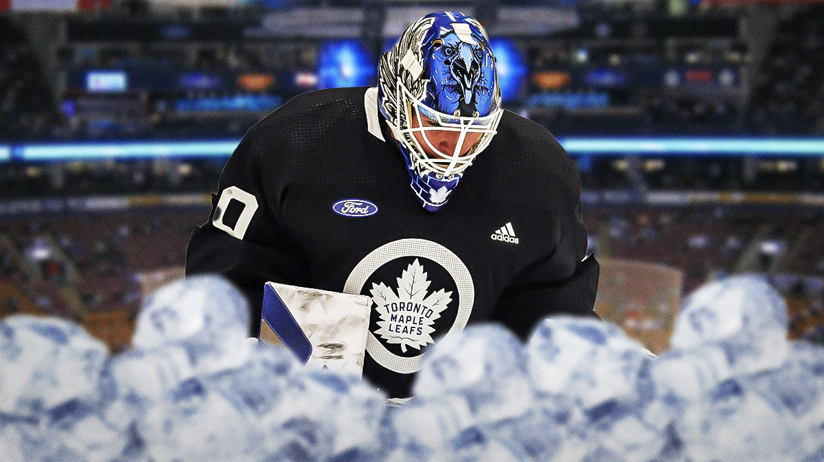 Maple Leafs goaltender Joseph Woll in a practice uniform
