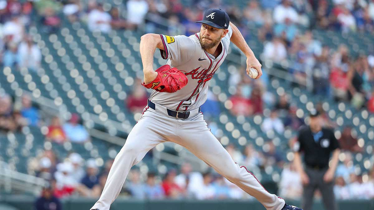 Atlanta Braves starting pitcher Chris Sale (51) delivers a pitch against the Minnesota Twins during the second inning at Target Field.